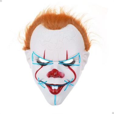Imagem de Mascara Led Neon Halloween Festa Palhaço Terror Azul Claro