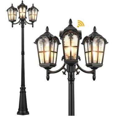 Imagem de Poste de iluminação externo VIANIS de 3 cabeças em alumínio impermeáve