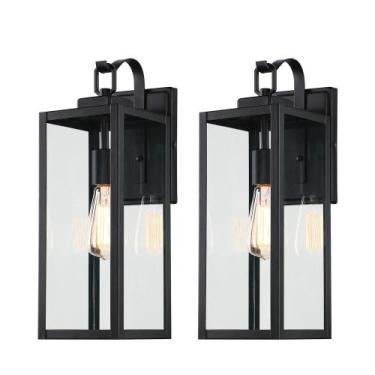 Imagem de Luzes de parede externas Pia Ricco 46 cm, preto fosco, pacote com 2