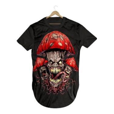 Imagem de Camiseta Longline Cogumelos Magicos Com Rostos Psicodélico - smoke, Pr