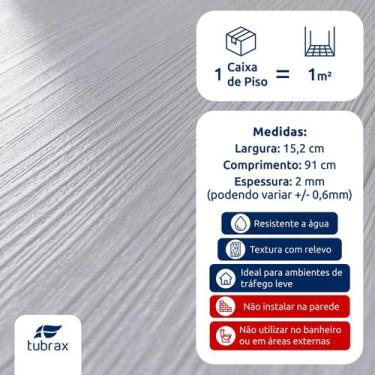 Imagem de Piso Vinílico Autocolante Amadeirado Régua M² Off White Tubrax
