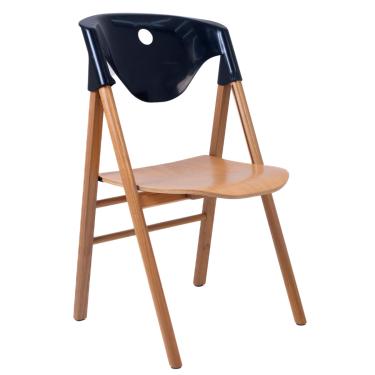 Imagem de Cadeira Dobrável Tramontina Flare em Madeira Tauari Verniz PU e Encosto em Polipropileno Preto