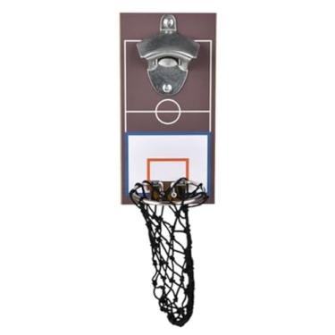 Imagem de Abridor de garrafa com suporte de parede de basquete com apanhador de tampa de cesta de basquete - novidade com tema esportivo abridor de cerveja Man Cave Bar - presente exclusivo para fãs de esportes