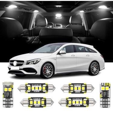Imagem de 14 peças de substituição de luzes LED interiores para Mercedes Benz CLA-Class C117 2013-2018 lâmpada interna de LED branca com ferramenta de instalação