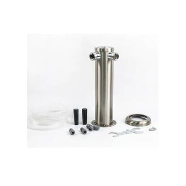 Imagem de Fonte Para Torre De Cerveja De Aço Inoxidável Escovado Com Furo Duplo Para Kegerator, Inclui 2 Hastes De Cauda Curta, 2 Alças De Torneira, Linhas De EVA De 4 Mm/5 Mm, 4 Parafusos M5 | Sem Torneiras