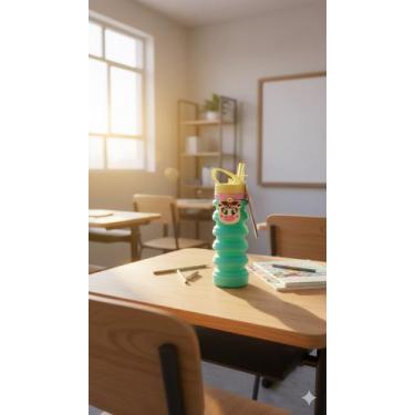 Imagem de Garrafa Puket Infantil Retrátil Dobrável Vaca Summer Drinks Verde