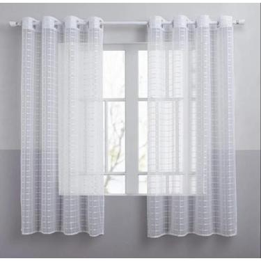 Imagem de Cortina Transparente Voil Xadrez Branco 2,00X1,20 Cozinha - Lm Detona