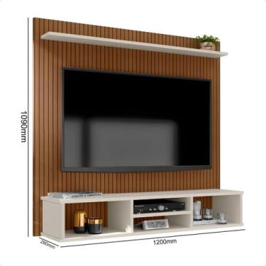 Imagem de Painel para TV até 50 Polegadas Ripado com Nicho e Prateleira  Ideal p