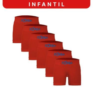 Imagem de Kit 6 Cuecas Zorba Infantil Boxer sem Costura Algodão 678 Vermelho Esc
