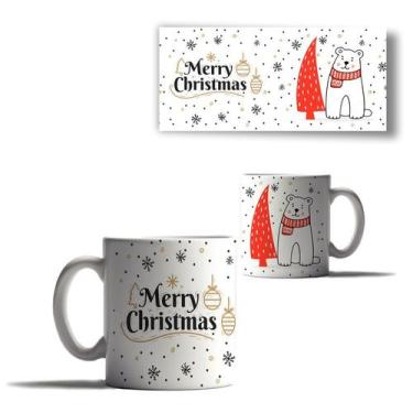 Imagem de Caneca Porcelana Feliz Natal Ursinho Natal Mensagem Amor - Enjoy Shop,