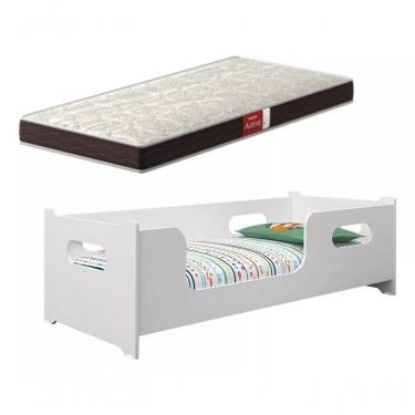 Imagem de Cama Solteiro Montessoriana 100% Mdf + Colchão Solteiro 188x88 Prodormir - Branca
