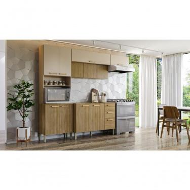 Imagem de Armario De Cozinha Completo 9 Portas 2 Gavetas Urbane Freijo Vanilla Cp-ripado Freijo