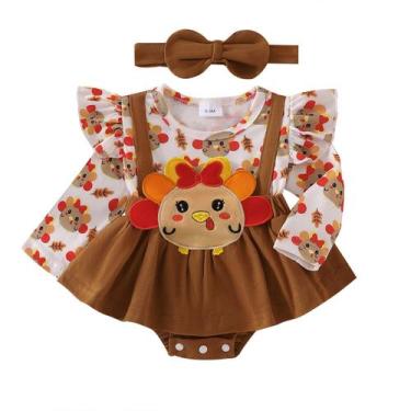 Imagem de Roupa de menina YINGISFITM Vestido de Ação de Graças na Turquia 12-18M