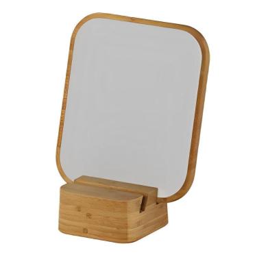 Imagem de Espelho De Mesa Bancada Beleza Maquiagem Ou Base De Bambu