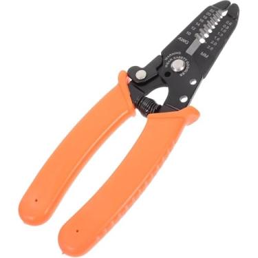 Imagem de Ferramenta de descascador de fios multifuncional, cabo ergonômico, alicate de decapagem de fio de cobre para trabalho elétrico, cortador e dobrador portátil para eletricistas (1 peça laranja)