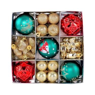 Imagem de shamjina Conjunto de 35 bolas de Natal para pendurar na árvore, enfeites natalinos, pingentes decorativos para festas de aniversário, jardins e áreas externas, Vermelho, Verde E Dourado