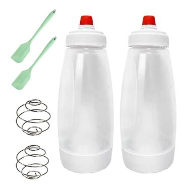 Imagem de Dispensador de massa de panqueca, dispensador de massa de panqueca com bola de batedor e base de suporte, misturador de massa e dispensador para panquecas, crepes, waffles, utensílios de cozinha 2