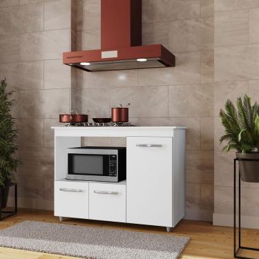 Imagem de Balcão Para Cooktop 3 Portas Armário De Cozinha Ana - Ssx Multicoisas Cor Branco Tampo 4 Bocas