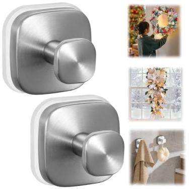 Imagem de Ganchos de ventosa para chuveiro, ganchos de chuveiro resistentes para banheiro, janelas de vidro, portas lisas para pendurar toalhas, roupões, casaco, gancho reutilizável com ventosa para guirlandas