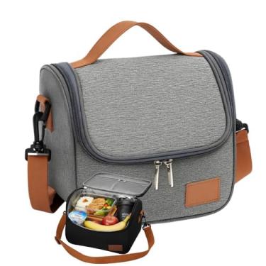 Imagem de Bolsa Térmica Lancheira com Alça de Ombro para Marmita - Trabalho Academia Escola e Passeios Super Premium - Isolamento térmico (CINZA)