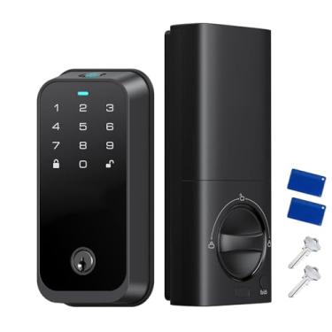 Imagem de Fechadura de porta inteligente sem chave com impressão digital com código eletrônico/cartão Fob/chave física para porta da frente, fácil instalação