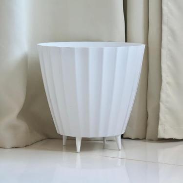 Imagem de Vaso de Plantas e Flores Grande Bojo Cacau com Pé Injetado 30x35 Liso Polido Luxo (Branco)