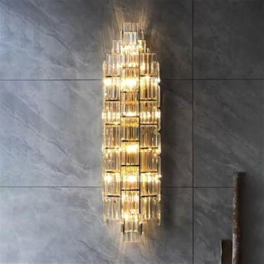 Imagem de Luminária de parede moderna e luxuosa em cristal com LED, ideal para sala de estar, quarto, cabeceira, casa de campo, hotel, escritório, escada e corredor (Estilo 39 D18H60CM)