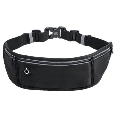 Imagem de LXUEJIE Pochete de cinto de corrida fino para homens e mulheres, suporte de telefone com 3 bolsos resistente à água para corrida, caminhada, ciclismo, bolsa de cintura refletiva ajustável para