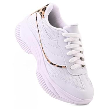 Imagem de THOWS Tênis Feminino Casual Esportivo, Design Leve, Material Sintético e Têxtil, Conforto Extra, Tamanho 34-39, Solado em Borracha, para Caminhada (Branco Onça, BR, Adulto, Numérico, 35)