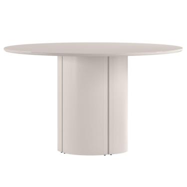 Imagem de Mesa De Jantar Redonda Para 6 Lugares 135cm Tampo Mdf Com Vidro Serena Off White - New Ceval