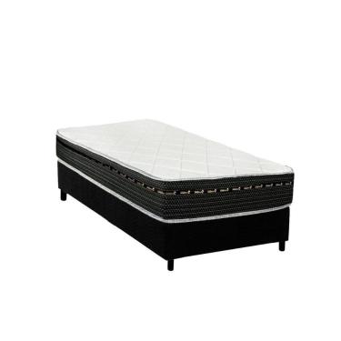 Imagem de Cama Box Solteiro: Colchão Molas Bonnel Luckspuma Eagle Spring + Base Crc Suede Black(88X188)