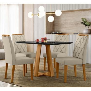 Imagem de Conjunto Sala De Jantar Mesa Lectus 1,20m Com 4 Cadeiras Sarah Ypê/preto/ja01 - New Ceval 