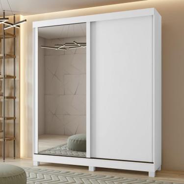 Imagem de Guarda-roupa Zeine 2por De Correr 2gav Com Espelho E Pés Branco
