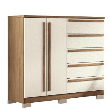 Imagem de Cômoda Málaga Gold 2 Portas E 5 Gavetas Jatobá-areia Com Pés - Santos Andirá Jatobá-areia