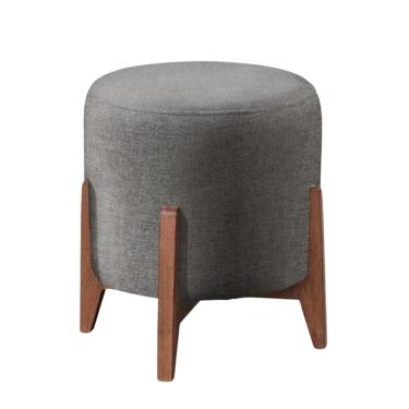 Imagem de Puff Estofado Decorativo Para Sala Redondo Paris Linho Cor:cinza