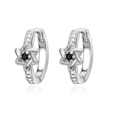 Imagem de Brincos de argola pequenos de estrela vintage para mulheres e senhoras prata esterlina 925 delicado preto transparente zircônia cúbica brincos de cartilagem elegantes joias de aniversário para ela 10