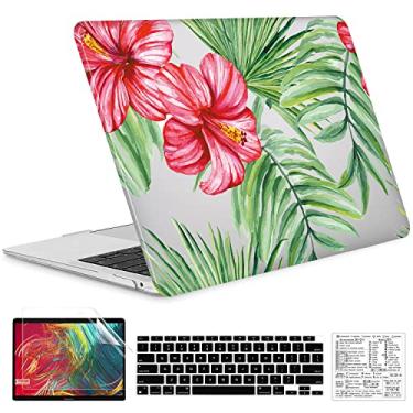 Imagem de QCzyc Compatível com MacBook Air 13 polegadas 2022, 2021-2018 M1 A2337 A2179 A1932 capa de plástico rígido durável e capa de teclado e adesivo de teclado Mac OS (Hibisco vermelho)