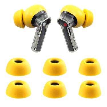Imagem de NANLANFAN Pontas auriculares de espuma de substituição para fones de ouvido sem fio sem fio sem fio (a)/CMF Buds Pro 2 / CMF Buds 2 Plus/CMF Buds 2a sem fio, conforto máximo, 3 pares (P/M/G, amarelo)