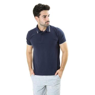 Imagem de Camiseta Masculina Gola Polo Azul Marinho Piquet Gold Com Elastano-Masculino