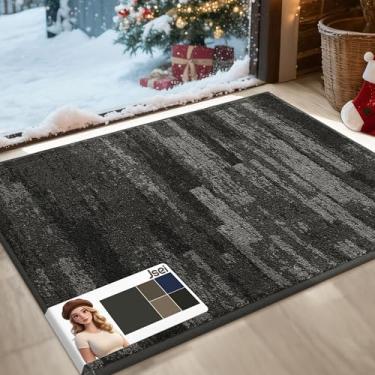 Imagem de JSEI Tapete de porta Dirt Trapper, 50,8 x 81,3 cm, capacho antiderrapante, tapete de entrada lavável, tapete de boas-vindas para cães de baixo perfil absorvente para porta traseira da frente, sapatos