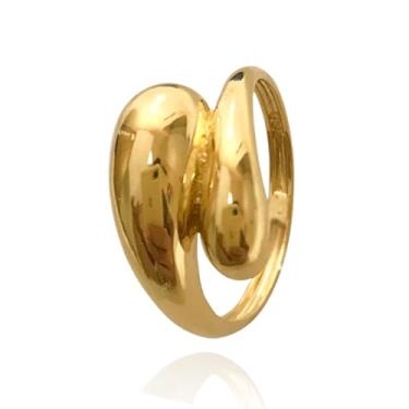 Imagem de Anel Feminino Gota Dupla Abulado Ouro 18k 750 Legítimo C/Estojo e Certificado (16)