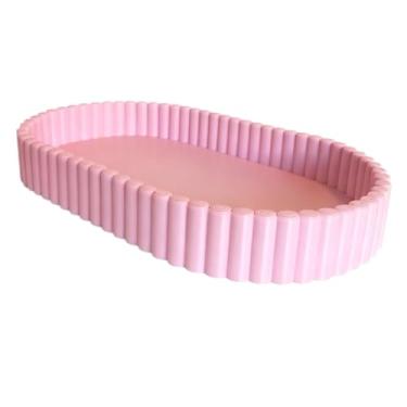 Imagem de Bandeja Decorativa Organizador de Mesa e Banheiro Estilo Minimalista Porta Joias, Chaves, Perfumes(Rosa bebê)