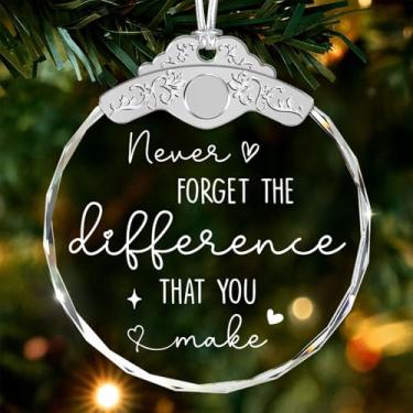 Imagem de Giftelix Ornamento de vidro - Presentes de agradecimento, nunca se esqueça da diferença que você faz - Lembrança de enfeite - Adeus indo embora apreciação - Presentes de aposentadoria para mulheres