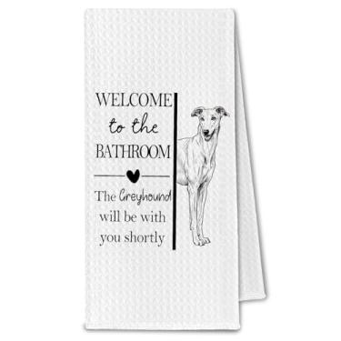 Imagem de ChissNook Greyhound Gifts Toalhas de mão de banheiro, dono de cães galgos, presentes para mulheres, toalha de mão decorativa de cachorro engraçado para decoração de banheiro e cozinha, 40,6 x 61 cm