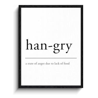 Imagem de Arte de parede Hangry Definition, um estado de raiva por falta de comida, decoração de parede minimalista, impressão em tela emoldurada pronta para pendurar, arte de pôster de humor de cozinha, para