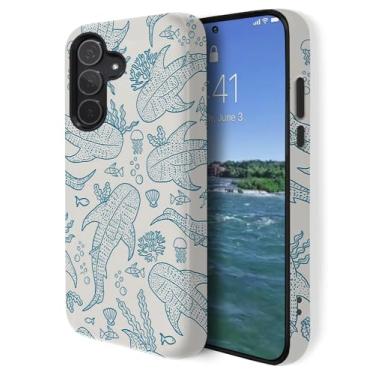 Imagem de GUYBFADFG Capa compatível com Samsung Galaxy A36 5G, proteção de camada dupla à prova de choque, capa de telefone resistente, tubarão oceano baleia recife de coral