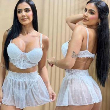 Imagem de Conjunto Lingerie C/ Saia Miranda Tamanho:MCor:Branco - Like4you, M, B