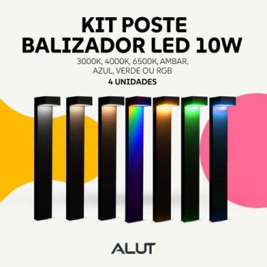 Imagem de Kit 4 Luminárias Poste Balizador Led Jardim Chão 10w 3000k 4000k 6500k