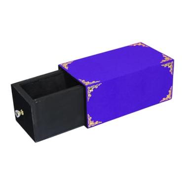 Imagem de KiBcsLic Caixa de madeira com gaveta, truque de mágica, caixa que aparece, ferramenta de presente, objeto de comédia, acessório para apresentações de mulheres, Azul 28x15x12.5cm