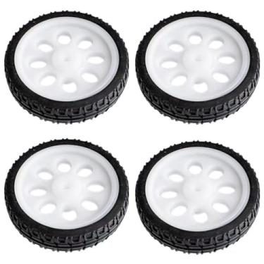 Imagem de SquEqu 4 Pack TT Motor Wheels with Rubber Tire High Speed Encoder Smart Robot Car Wheel Replacement Spare Parts for Gearbox Motor 200RPM Ratio 1:48 Shaft Motors DIY Robot Smart Car Chassis Kit Arduino